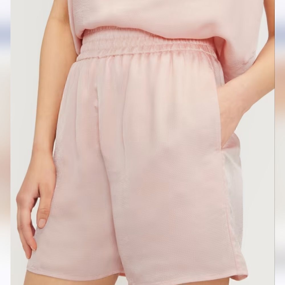 Everlane The Satin Pull-On Shorts In Pink Size Large